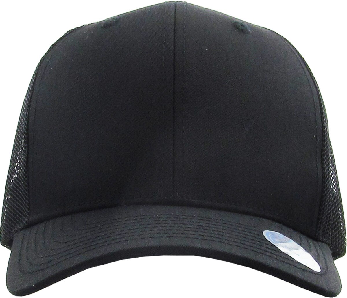 Black Classic 6 Panel Trucker Mesh Snapback Front View